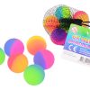 Twee kleurige neon stuiterballen in 6 stuks net, 3 assorti