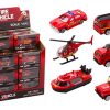 Brandweer voertuigen 1:64 in display 6 assorti