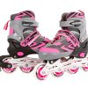 Inline skates roze/grijs abec7 alu frame verstelbaar 35-38