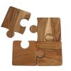 Onderzetter Puzzle naturel acacia 10x13x0,6cm 4 stuks