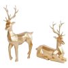 Sculptuur GeoDeer ant.goud a2 polystone 25x9x29/25x10x39