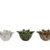 Kandelaar Flower S creme/beige/groen 3 assorti aardewerk