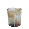 Theelichthouder Blocks S bruin/groen glas 7,5x7,5x9cm