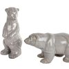 Sculptuur Polar Bear grijs aardewerk 15,5x6,5x8cm assorti