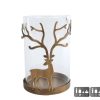 Windlicht Deer goud glas 9x9x13,5cm