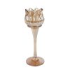 Theelichthouder Tulip amber glas 7x7x22cm