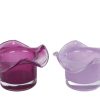 Theelichth Bibi lila/paars glas 10,5x10,5x7cm assorti