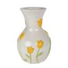Vaas Tulipe wit/geel aardew 18,5x18,5x28cm