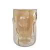 Vaas/windlicht Fem luster amber glas 13,5x13,5x18,5cm