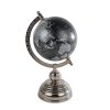 Wereldbol World zwart/zilver hout/metaal 11x12x25cm
