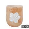 Vaas Imogen M met bloem terra/wit glas 12x12x14,5cm