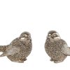 Sculptuur Vogeltje glinster goud polystone 8x4,5x5cm assorti