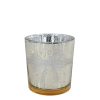 Theelichthouder Strik S goud glas 7,5x7,5x8cm