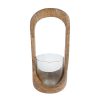 Theelichthouder Milly L naturel/helder mango/glas 11x11x27cm