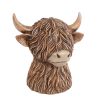 Spaarpot Highlander bruin polystone 11x11x12cm