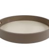 Dienblad Bjarne rond off-white/taupe hout 30x30x4cm