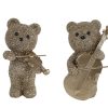 Sculptuur Bear Music glinster goud polystone 8x7x12,5cm