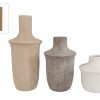 Vaas Jae set 3 stuks licht bruin/grijs/wit aardew 10x10x24cm
