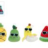 Fluffy Menu fruit pluche met zonnebril 4ass 6cm