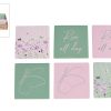 Onderzetter Floral aardewerk roze/groen 10x10x0,7cm assorti