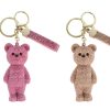 Sleutelhanger Teddybeer glinster goud polystone 14x4x3cm