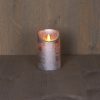 LED Kaars rustiek incl. timer - 7.50x12.50cm - Zilver