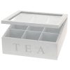 Theedoos 9-vaks wit hout 23x23x9cm