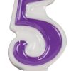 Nummerkaars Feest 7cm assorti  - cijfer 5