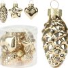 Kerstbal glas figuur 12 stuks assorti - Goud