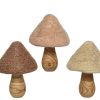 Paddenstoel hout/wol 3 assorti 14x14x20cm